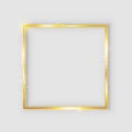 Golden luxury shiny glowing vintage frame with reflection and shadows. Isolated gold border decoration Ã¢â¬â for stock